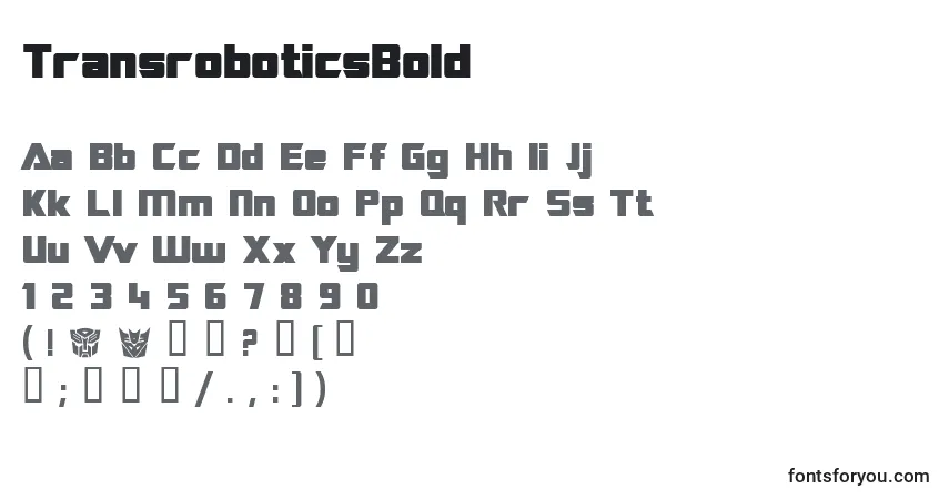 A fonte TransroboticsBold – alfabeto, números, caracteres especiais