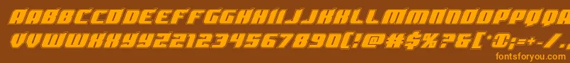 Spartacoacad-Schriftart – Orangefarbene Schriften auf braunem Hintergrund