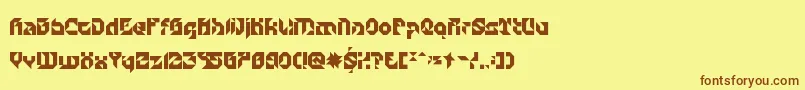 フォントParticulatorIi – 茶色の文字が黄色の背景にあります。