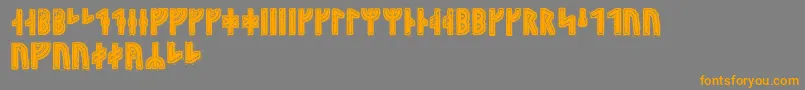 Hyrrokkinrunic-Schriftart – Orangefarbene Schriften auf grauem Hintergrund