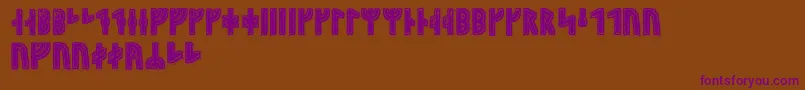 Hyrrokkinrunic-Schriftart – Violette Schriften auf braunem Hintergrund