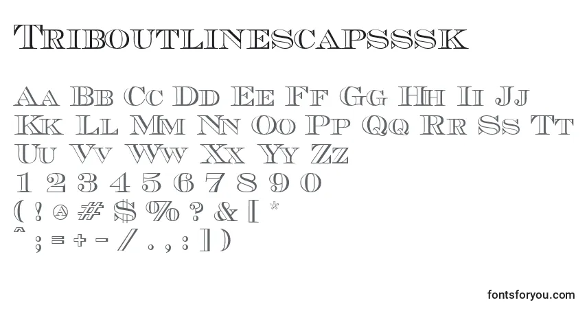Schriftart Triboutlinescapsssk – Alphabet, Zahlen, spezielle Symbole