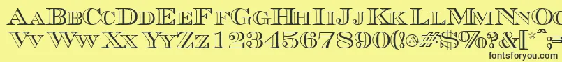 フォントTriboutlinescapsssk – 黒い文字の黄色い背景