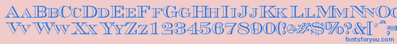 Czcionka Triboutlinescapsssk – niebieskie czcionki na różowym tle