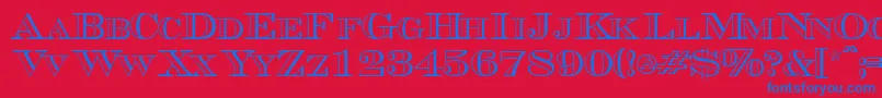 Шрифт Triboutlinescapsssk – синие шрифты на красном фоне
