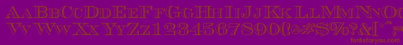 Triboutlinescapsssk-Schriftart – Braune Schriften auf violettem Hintergrund