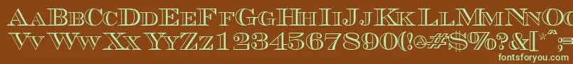 Triboutlinescapsssk Font – Green Fonts on Brown Background