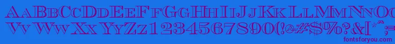 Triboutlinescapsssk Font – Purple Fonts on Blue Background