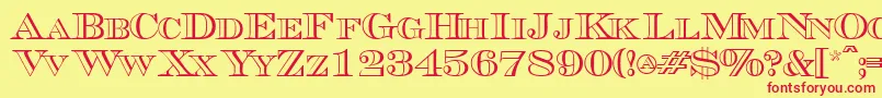 Triboutlinescapsssk Font – Red Fonts on Yellow Background