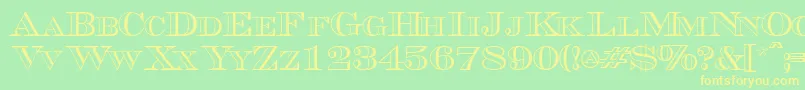 Triboutlinescapsssk Font – Yellow Fonts on Green Background