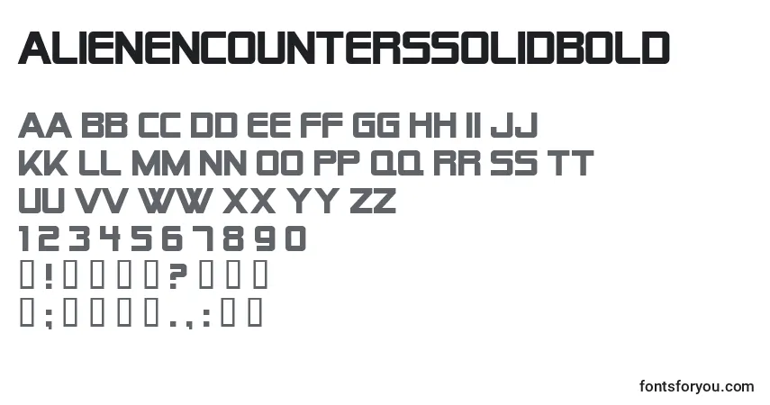 Шрифт AlienEncountersSolidBold – алфавит, цифры, специальные символы