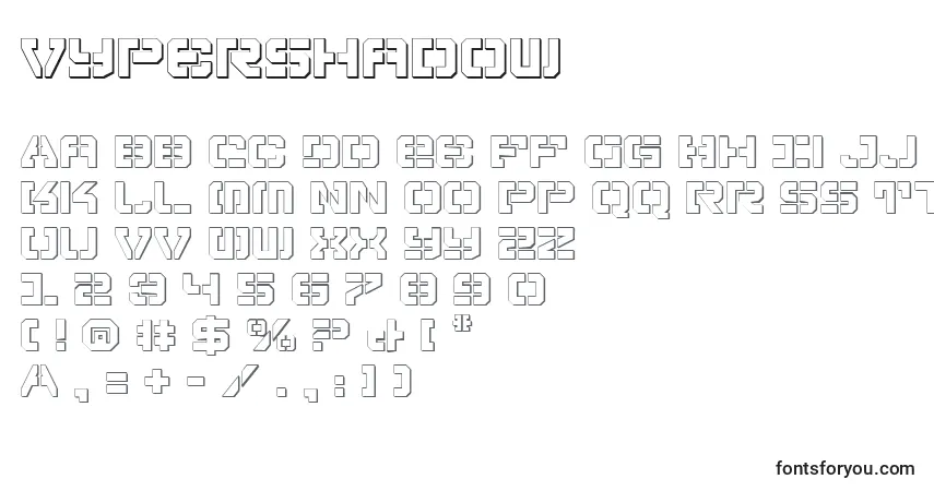 A fonte VyperShadow – alfabeto, números, caracteres especiais
