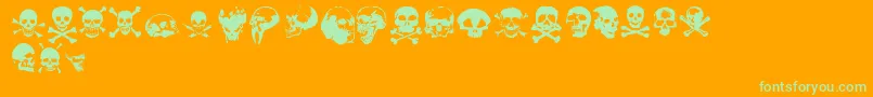 TotenkopfV2.0-Schriftart – Grüne Schriften auf orangefarbenem Hintergrund