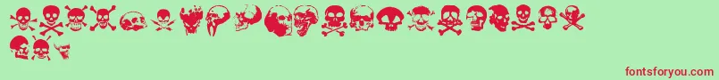 Fonte TotenkopfV2.0 – fontes vermelhas em um fundo verde