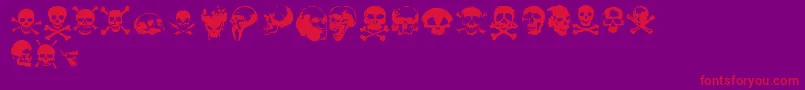 TotenkopfV2.0-Schriftart – Rote Schriften auf violettem Hintergrund