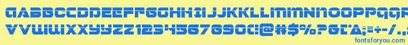 Jeebralaser-Schriftart – Blaue Schriften auf gelbem Hintergrund