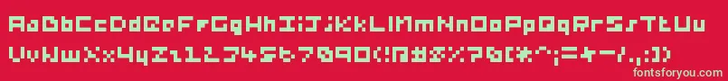 PercyPixel-Schriftart – Grüne Schriften auf rotem Hintergrund