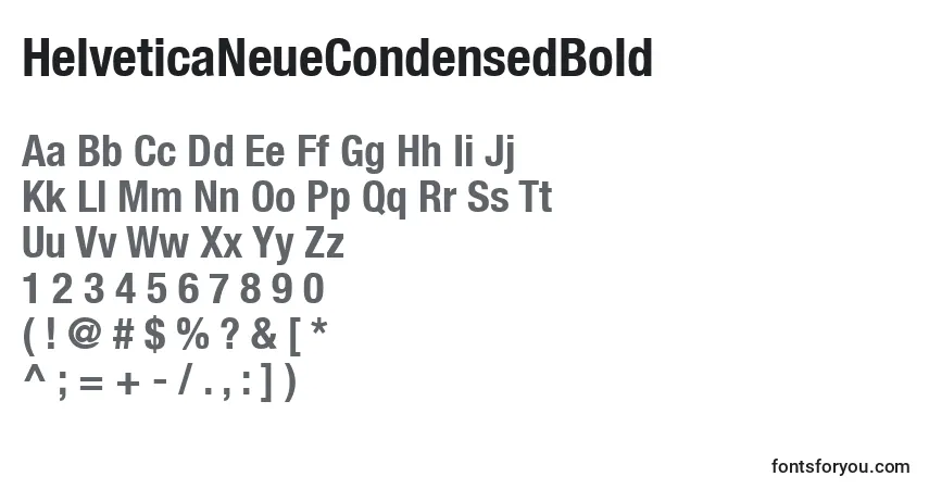 A fonte HelveticaNeueCondensedBold – alfabeto, números, caracteres especiais
