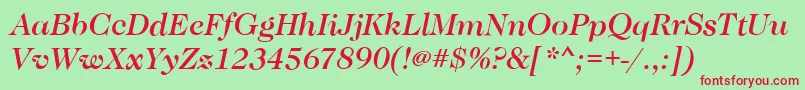 Fonte CaslonMediumItalic – fontes vermelhas em um fundo verde