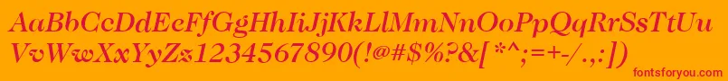 CaslonMediumItalic-Schriftart – Rote Schriften auf orangefarbenem Hintergrund