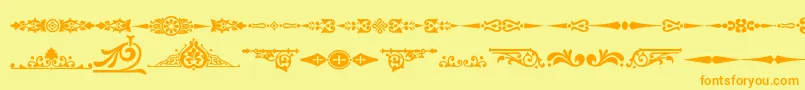 Ornamenttm2-Schriftart – Orangefarbene Schriften auf gelbem Hintergrund