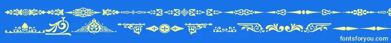 Ornamenttm2-Schriftart – Gelbe Schriften auf blauem Hintergrund