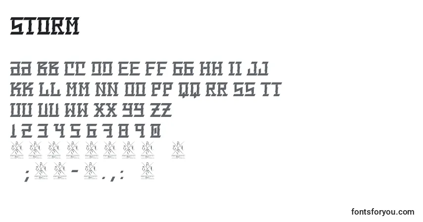 Шрифт Storm – алфавит, цифры, специальные символы