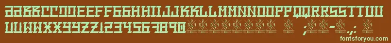 フォントStorm – 緑色の文字が茶色の背景にあります。