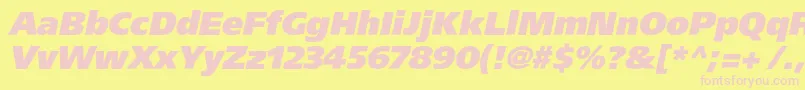 AgforeignerxcItalic-fontti – vaaleanpunaiset fontit keltaisella taustalla