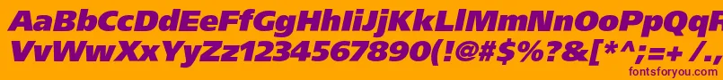 フォントAgforeignerxcItalic – オレンジの背景に紫のフォント