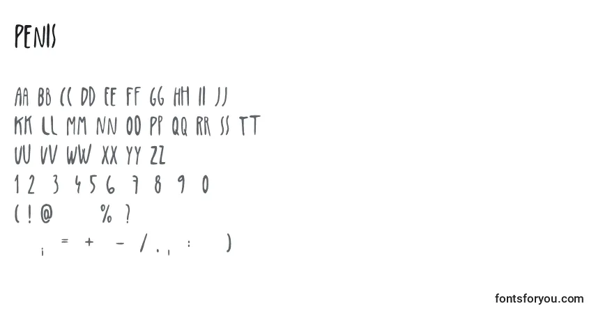 Шрифт Penis (63980) – алфавит, цифры, специальные символы