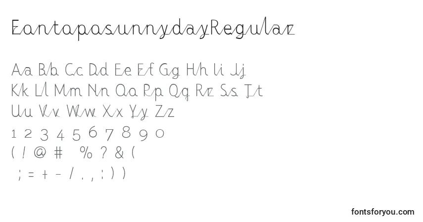 Schriftart FontoposunnydayRegular – Alphabet, Zahlen, spezielle Symbole