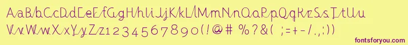 Więcej informacji o czcionce FontoposunnydayRegular Czcionka FontoposunnydayRegular – fioletowe czcionki na żółtym tle
