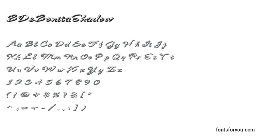 Шрифт BDeBonitaShadow – алфавит, цифры, специальные символы