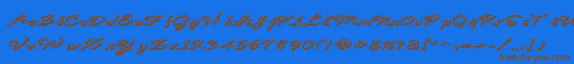 フォントBDeBonitaShadow – 茶色の文字が青い背景にあります。