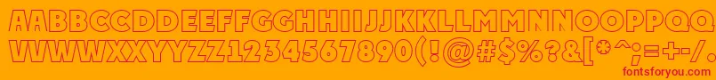 APlakattitulotlExtrabold-Schriftart – Rote Schriften auf orangefarbenem Hintergrund