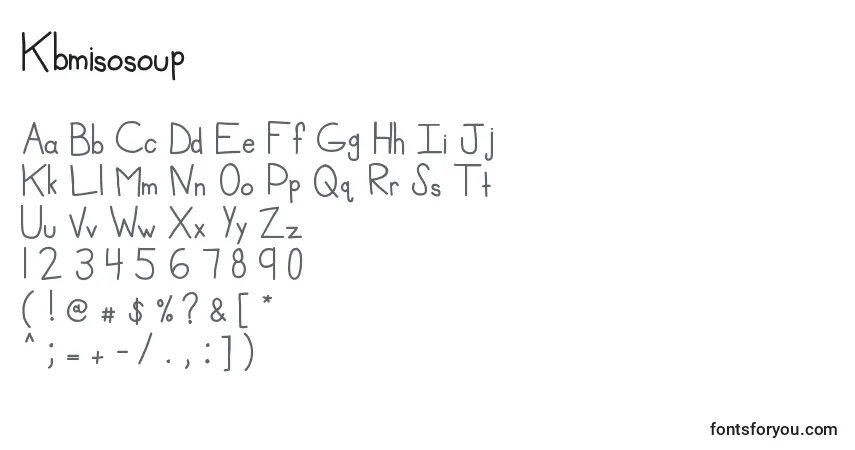 A fonte Kbmisosoup – alfabeto, números, caracteres especiais