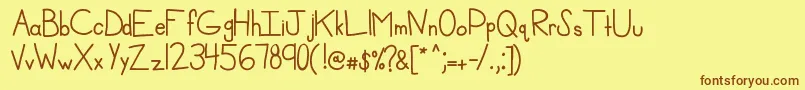 Kbmisosoup Font – Brown Fonts on Yellow Background