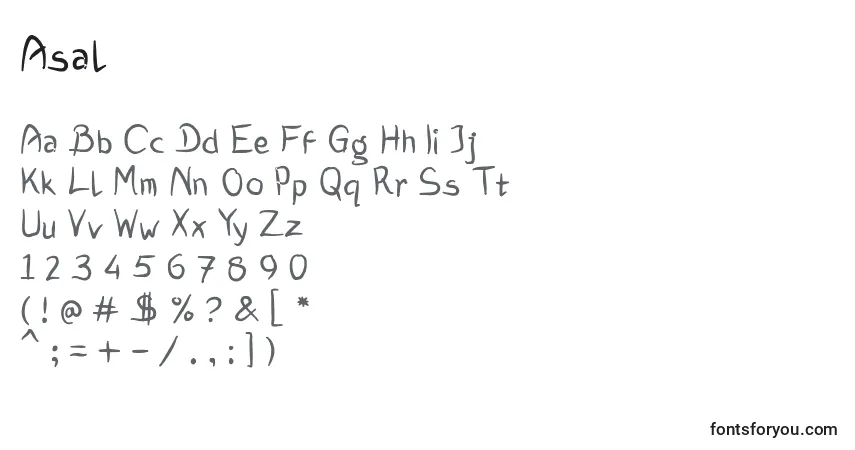 Шрифт Asal (63985) – алфавит, цифры, специальные символы