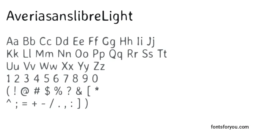 Czcionka AveriasanslibreLight – alfabet, cyfry, specjalne znaki