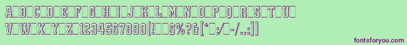 フォントQuadrusLetPlain.1.0 – 緑の背景に紫のフォント