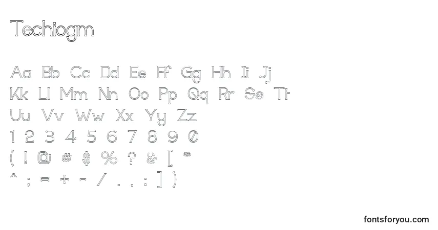 Шрифт Techiogm – алфавит, цифры, специальные символы