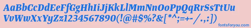 TangerserifnarrowBolditalic Font – Blue Fonts on Pink Background