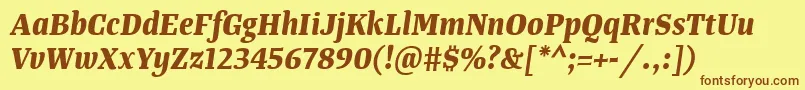 TangerserifnarrowBolditalic Font – Brown Fonts on Yellow Background