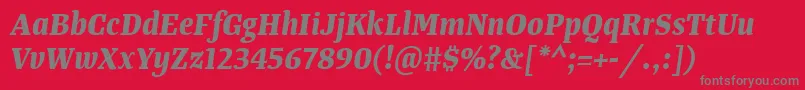 TangerserifnarrowBolditalic Font – Gray Fonts on Red Background