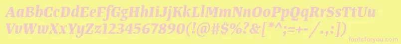 TangerserifnarrowBolditalic Font – Pink Fonts on Yellow Background