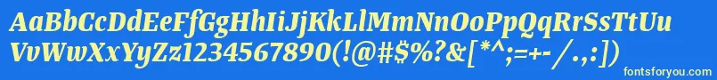 TangerserifnarrowBolditalic Font – Yellow Fonts on Blue Background