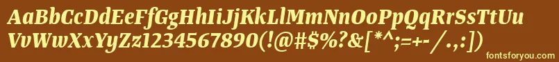 TangerserifnarrowBolditalic Font – Yellow Fonts on Brown Background