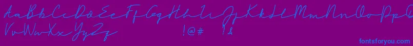 Rahayu-Schriftart – Blaue Schriften auf violettem Hintergrund