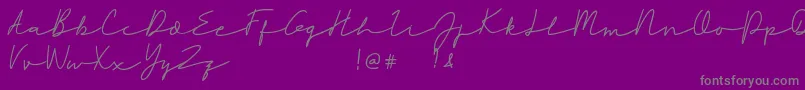 Rahayu-Schriftart – Graue Schriften auf violettem Hintergrund